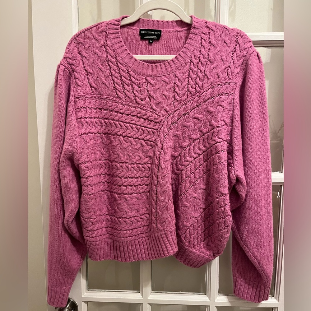 ASOS Wednesday’s Girl Curve Relaxed Knit Sweater in Barbie Pink